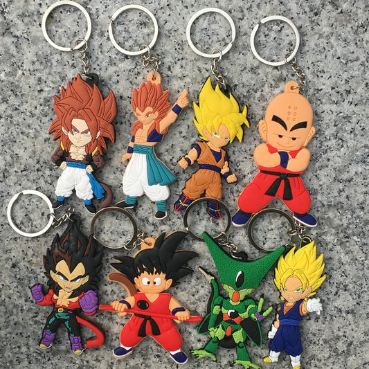 10 Style Anime Dragon Ball Z Figure Keychain PVC Goku Vegeta Key Ring Double Side Key Chain Key Holder Trinket Toys Gift